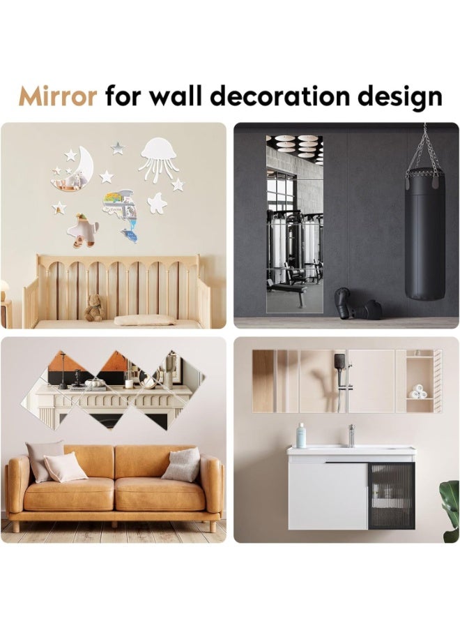 اسرلي وايت 10 قطع من ألواح المرايا المرنة، بلاط مرايا بلاستيكي مزخرف ذاتي اللصق، ملصقات مرايا غير زجاجية - Image 4